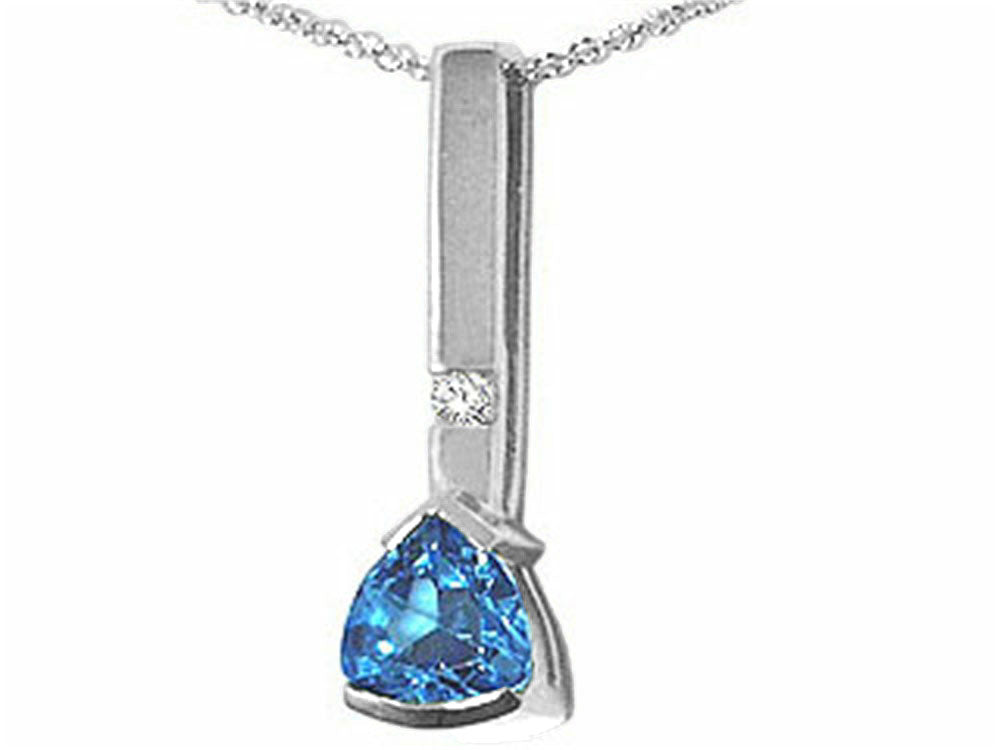Tommaso Design™ Trillion 7mm Genuine Blue Topaz Pendant Necklace