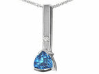 Tommaso Design™ Trillion 7mm Genuine Blue Topaz Pendant Necklace