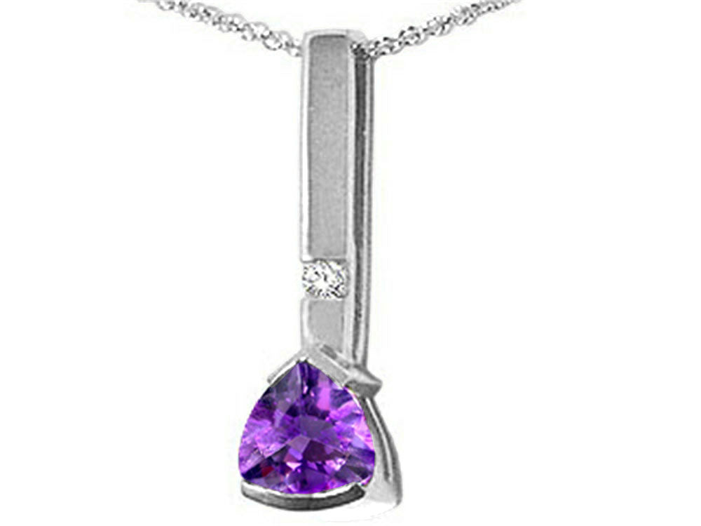 Tommaso Design™ Trillion 7mm Genuine Amethyst Pendant Necklace