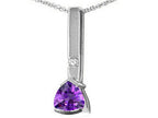 Tommaso Design™ Trillion 7mm Genuine Amethyst Pendant Necklace