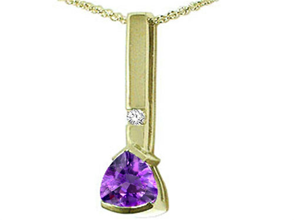 Tommaso Design™ Trillion 7mm Genuine Amethyst Pendant Necklace