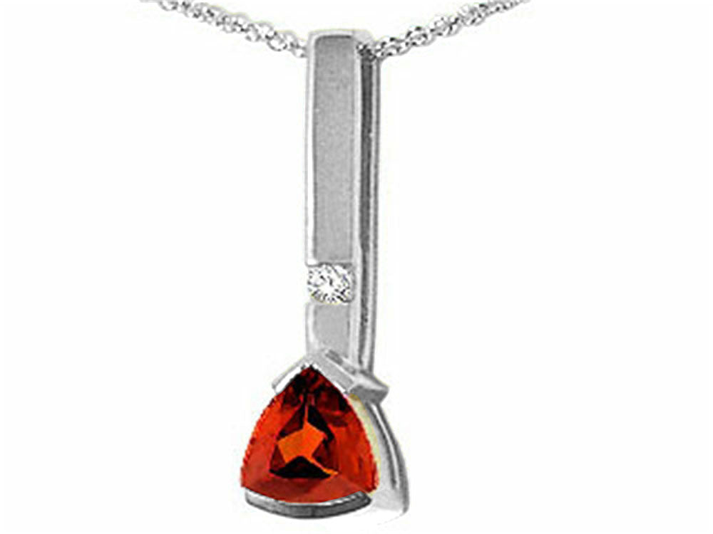 Tommaso Design™ Trillion 7mm Genuine Garnet Pendant Necklace
