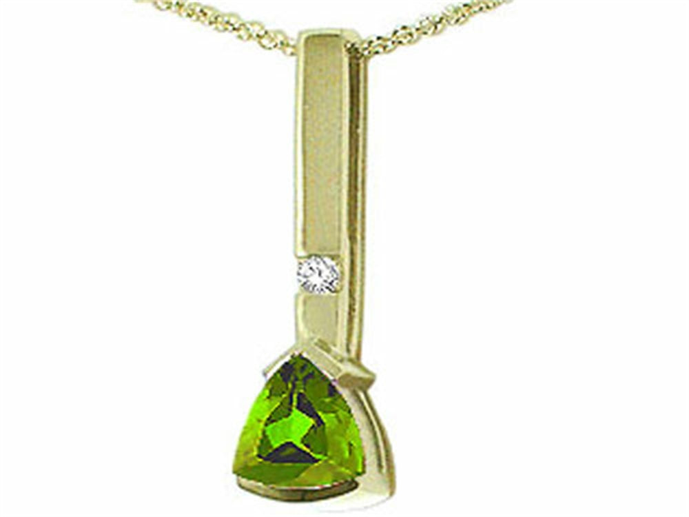 Tommaso Design™ Trillion 7mm Genuine Peridot Pendant Necklace