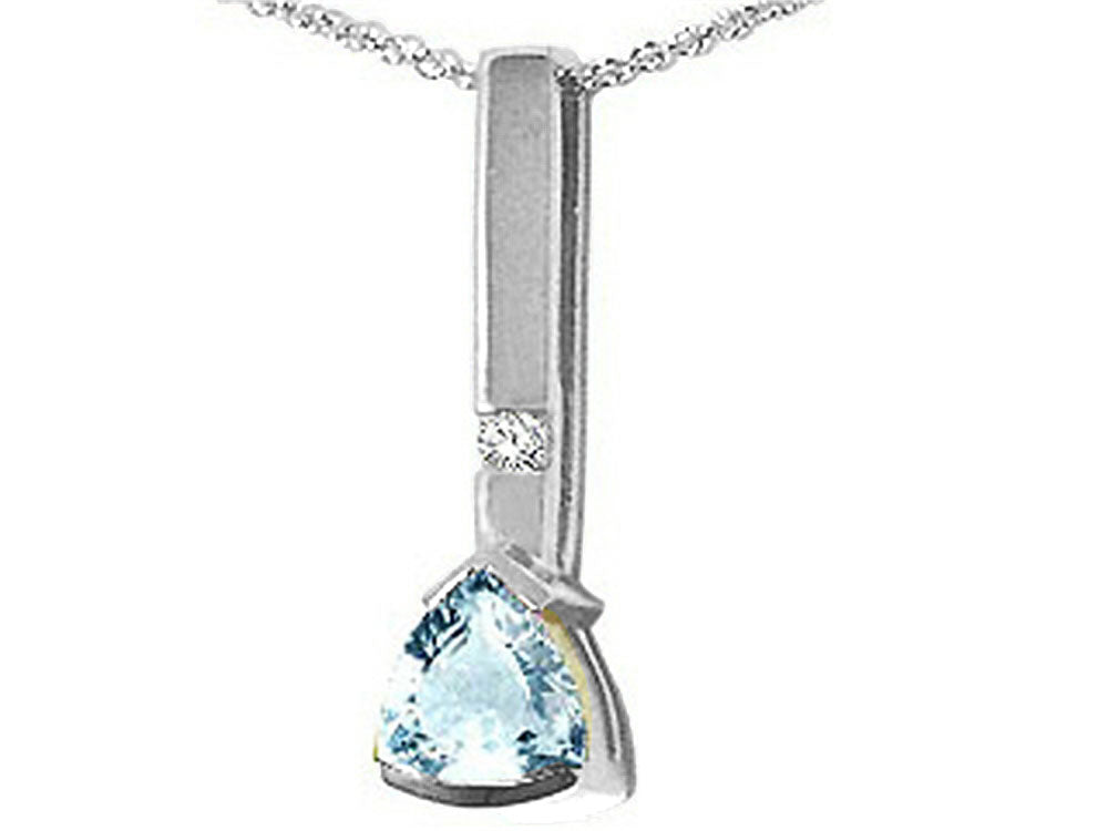 Tommaso Design™ Trillion 7mm Genuine Aquamarine Pendant Necklace