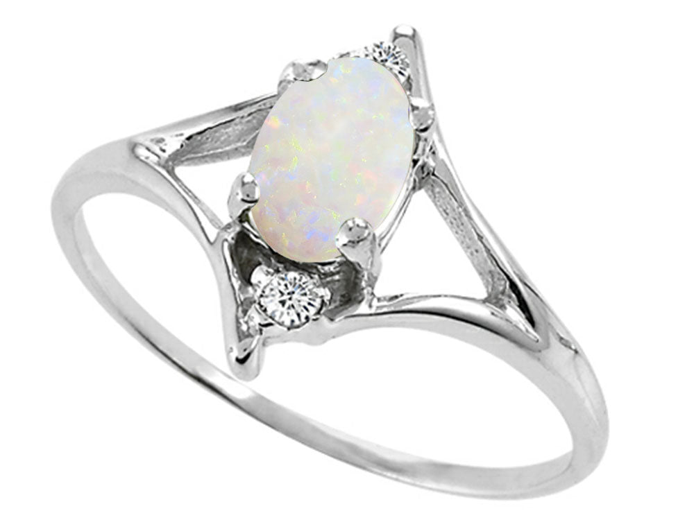 Tommaso Design™ Genuine Opal Oval 6x4mm Ring