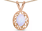 Star K ™ Vintage Style Filigree Oval 6x4 Genuine Opal Pendant Necklace