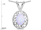 Star K ™ Vintage Style Filigree Oval 6x4 Genuine Opal Pendant Necklace
