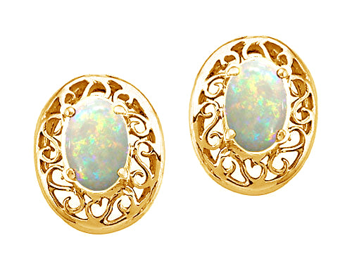 Tommaso Design™ Oval 5x3mm Genuine Opal Earrings
