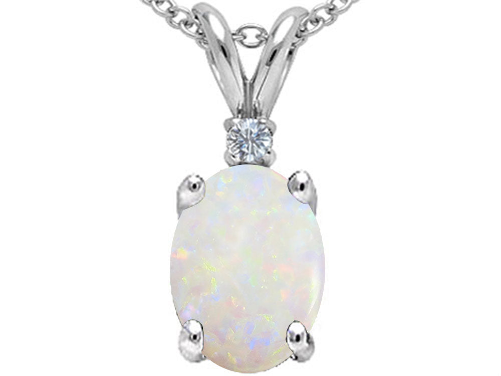 Tommaso Design™ 8x6mm Oval Genuine Opal Pendant Necklace