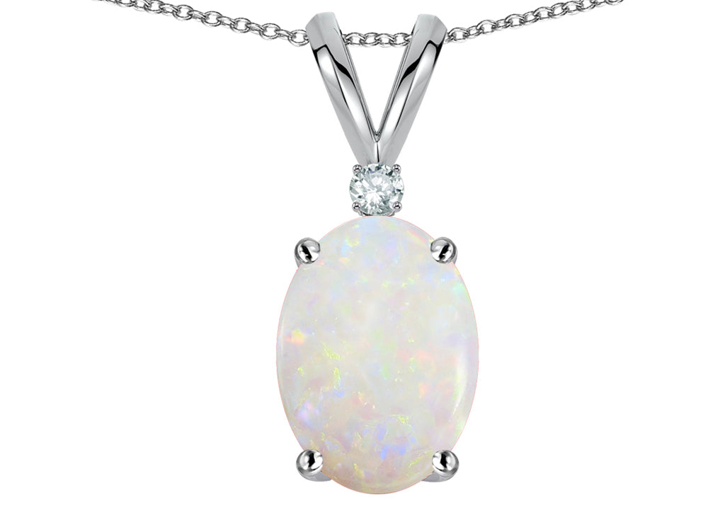 Star K™ Oval 7x5mm Genuine Opal Pendant Necklace