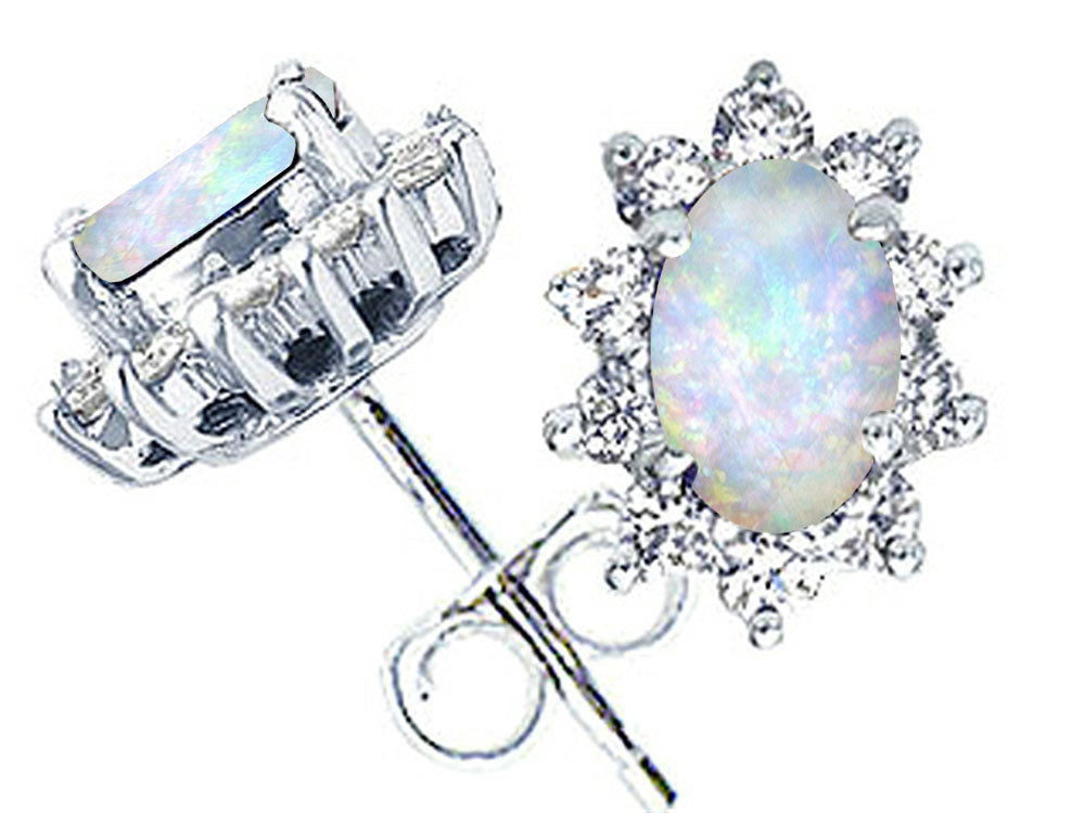 Tommaso Design™ Oval 6x4mm Genuine Opal Earrings