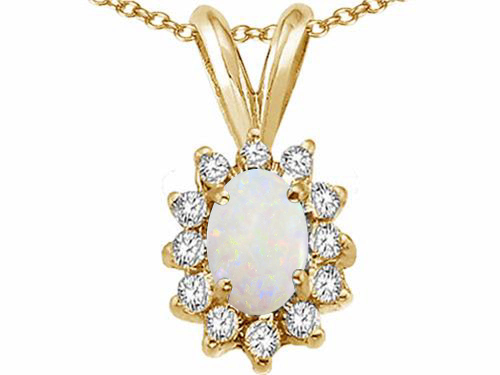 Tommaso Design™ Oval 7x5mm Genuinie Opal Pendant Necklace