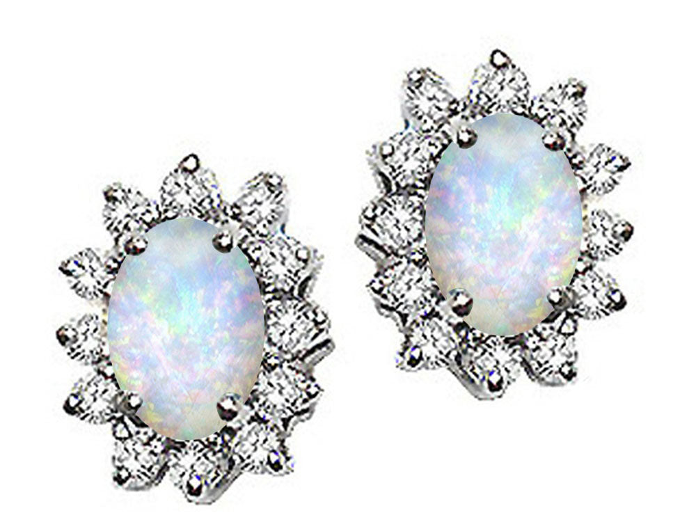 Tommaso Design™ Oval 7x5mm Genuine Opal Earrings