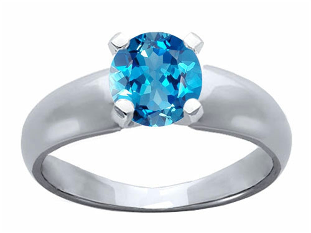 Tommaso Design™ Round 6mm Genuine Blue Topaz Ring