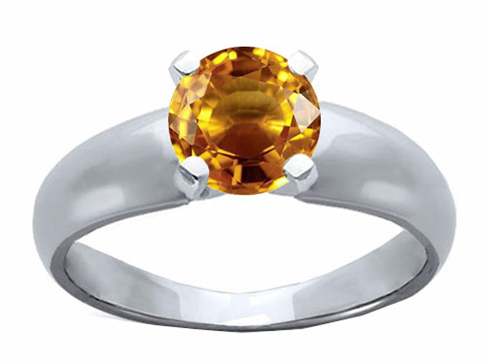 Tommaso Design™ Round 6mm Genuine Citrine Ring
