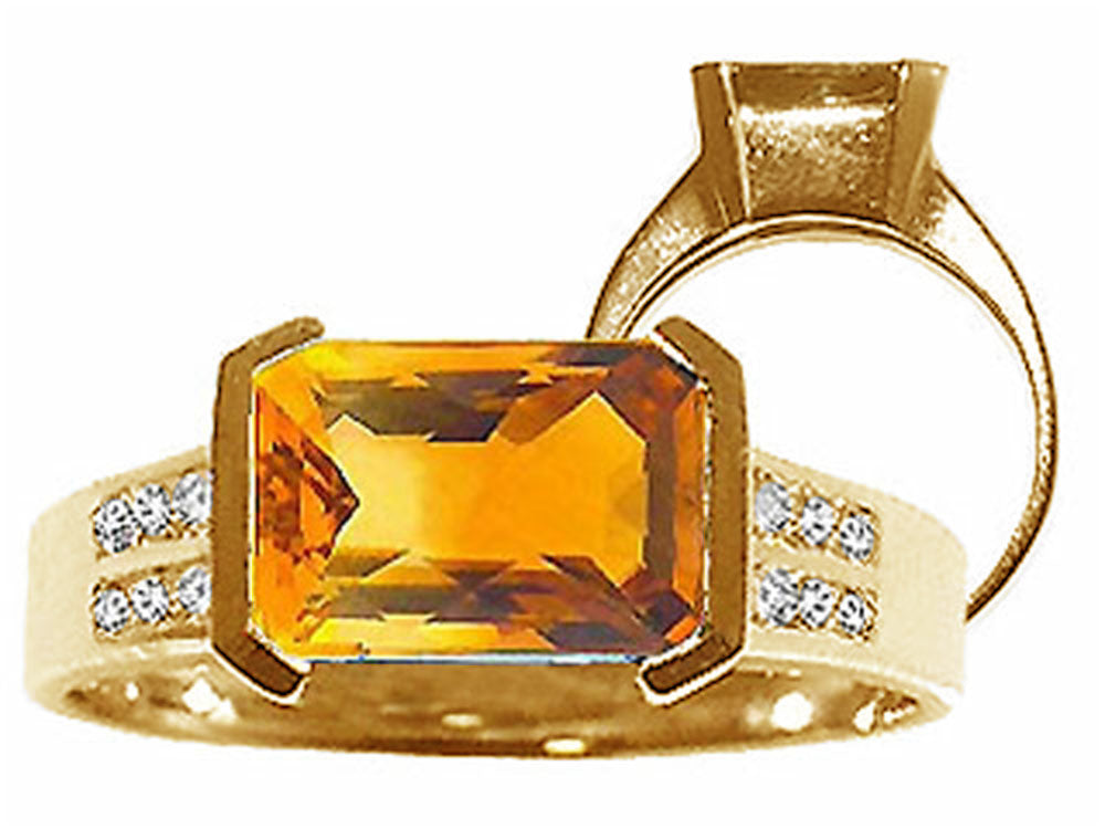 Tommaso Design™ Emerald Cut 9x7mm Genuine Citrine Ring