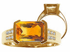 Tommaso Design™ Emerald Cut 9x7mm Genuine Citrine Ring