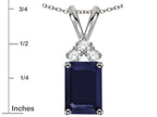 Star K™ Classic Emerald Octagon Cut 8x6mm Genuine Sapphire Rabbit Ear Pendant Necklace 7 x 20mm