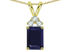 Star K™ Classic Emerald Octagon Cut 8x6mm Genuine Sapphire Rabbit Ear Pendant Necklace 7 x 20mm