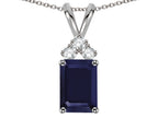 Star K™ Classic Emerald Octagon Cut 8x6mm Genuine Sapphire Rabbit Ear Pendant Necklace 7 x 20mm
