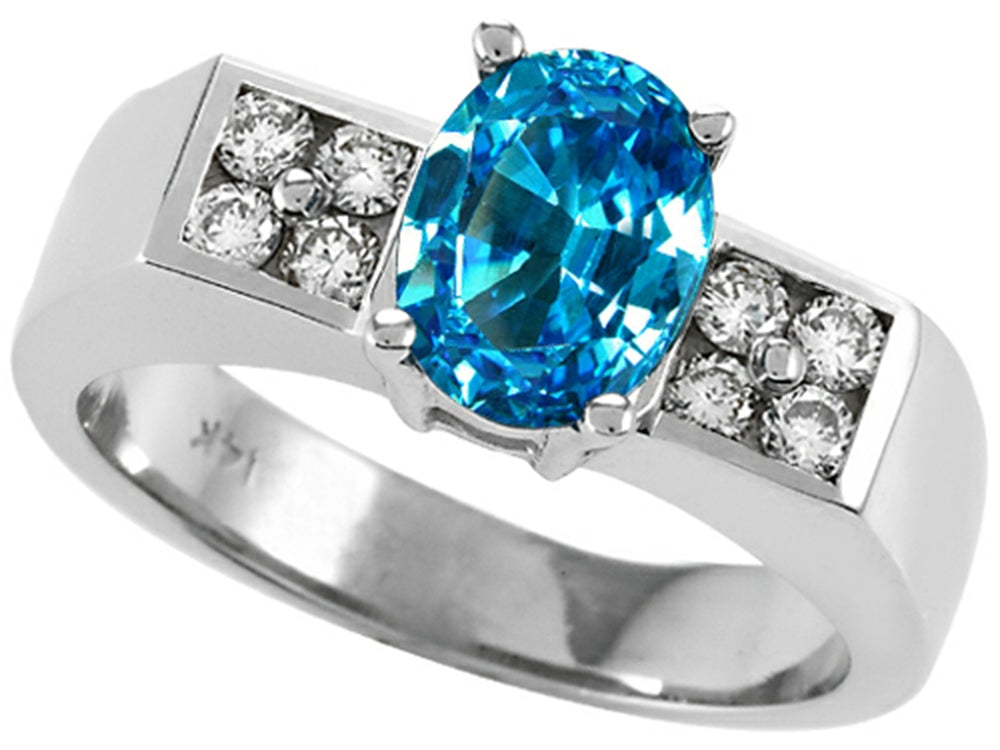 Tommaso Design™ Oval 8x6 mm Genuine Blue Topaz Ring