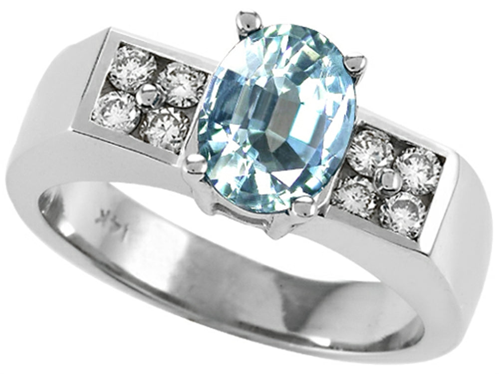 Tommaso Design™ Genuine Aquamarine Ring
