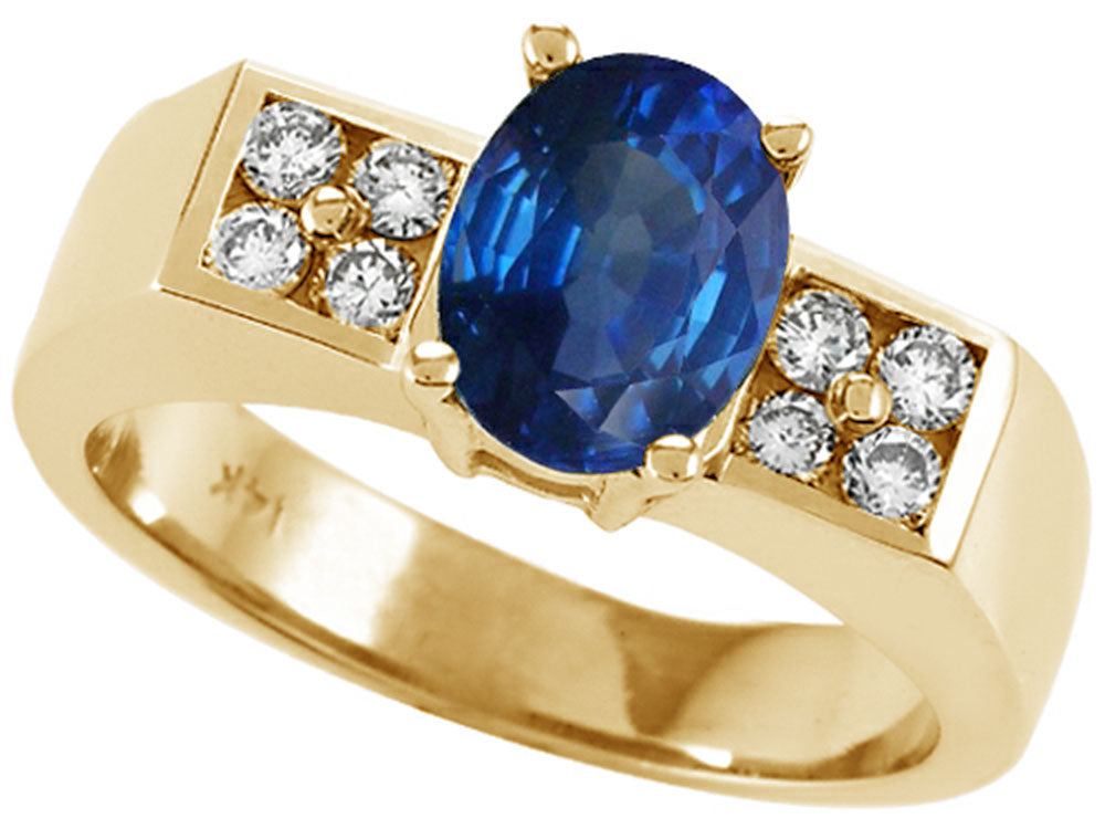 Tommaso Design™ Oval 7x5mm Genuine Sapphire Ring