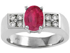 Tommaso Design™ Genuine Ruby Oval 7x5mm.and Diamond Ring