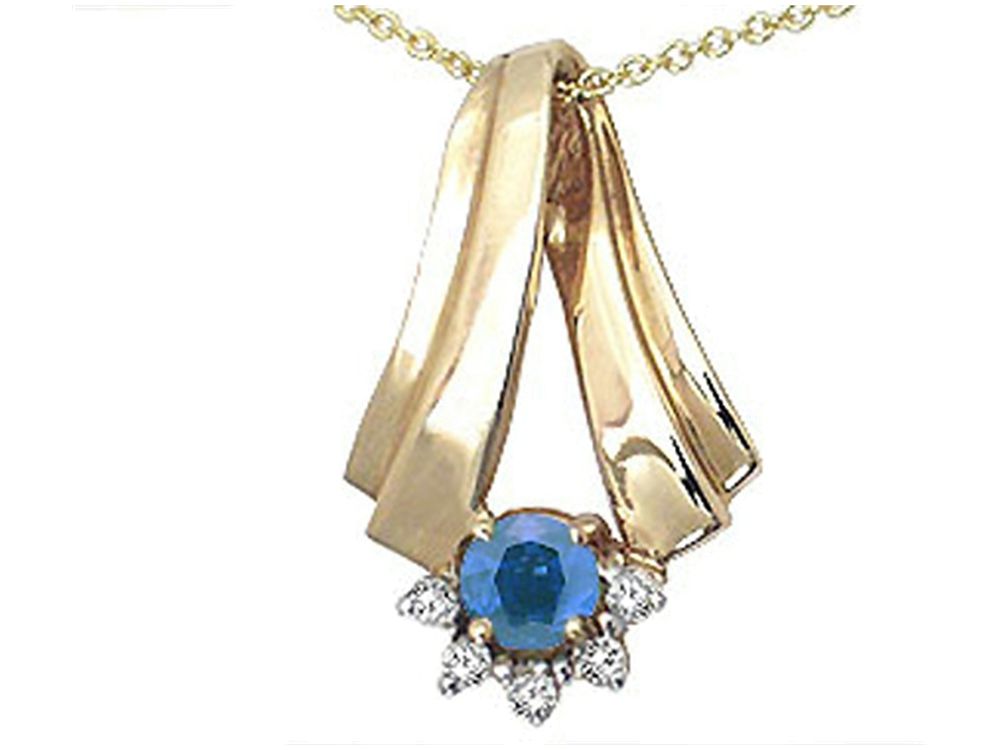 Tommaso Design™ Round 4.5mm Genuine Sapphire Pendant Necklace