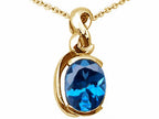 Tommaso Design™ Oval 9x7mm Genuine Blue Topaz Pendant Necklace