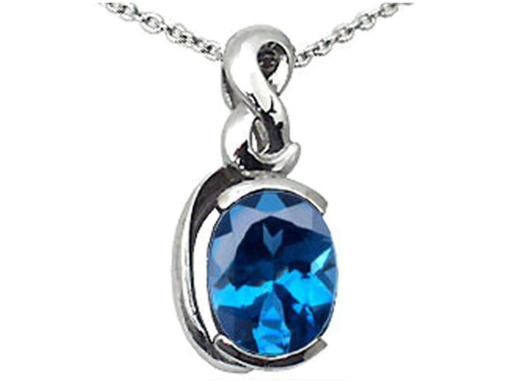 Tommaso Design™ Oval 9x7mm Genuine Blue Topaz Pendant Necklace