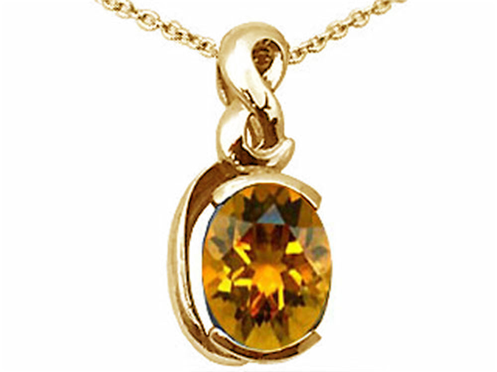 Tommaso Design™ Oval 9x7mm Genuine Citrine Pendant Necklace