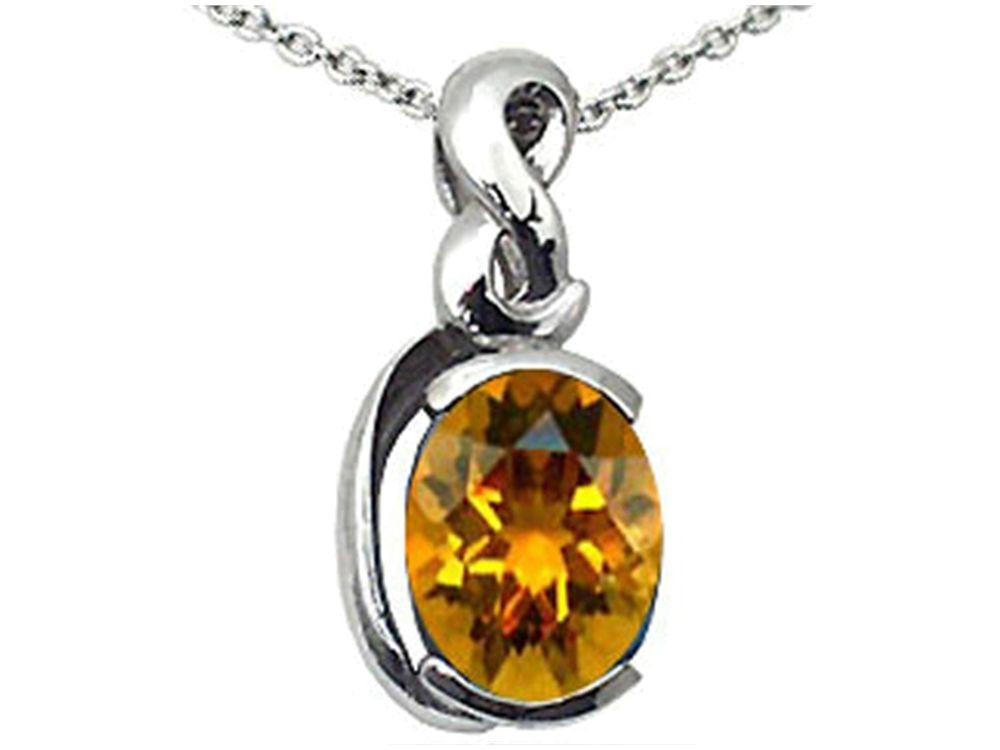 Tommaso Design™ Oval 9x7mm Genuine Citrine Pendant Necklace