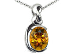Tommaso Design™ Oval 9x7mm Genuine Citrine Pendant Necklace