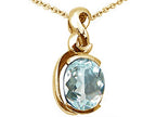 Tommaso Design™ Oval 9x7mm Genuine Aquamarine Pendant Necklace