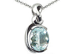 Tommaso Design™ Oval 9x7mm Genuine Aquamarine Pendant Necklace