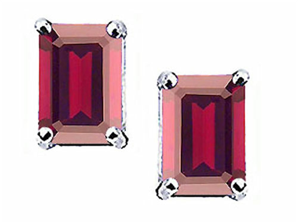 Tommaso Design™ Emerald Cut 8x6mm Genuine Garnet Earrings