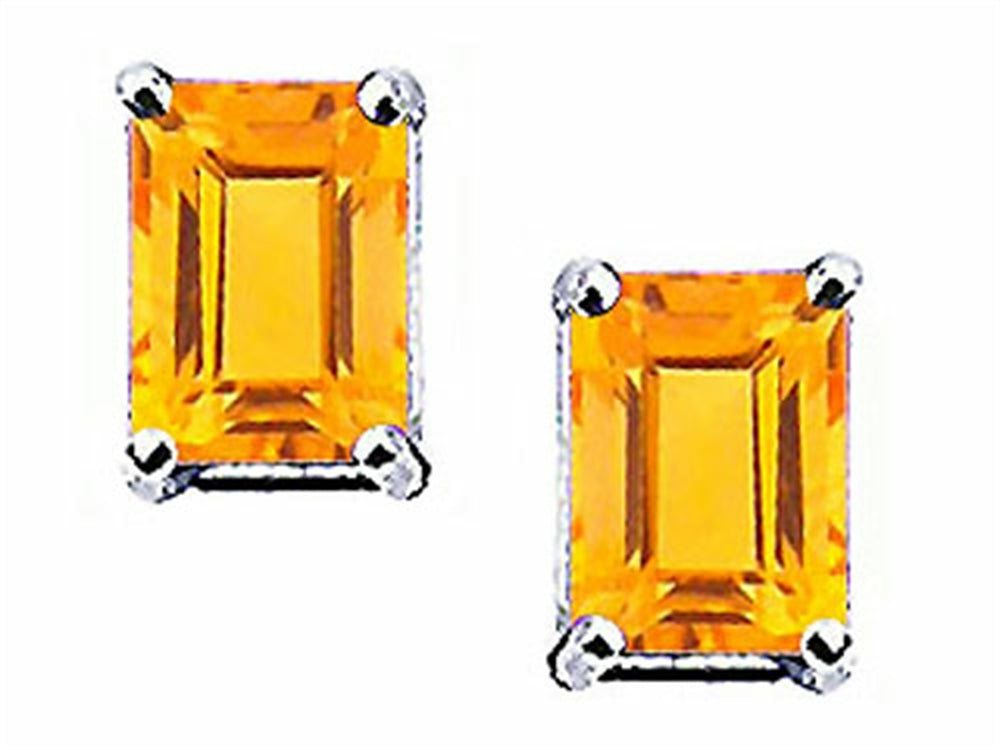 Tommaso Design™ Emerald Cut 8x6mm Genuine Citrine Earrings