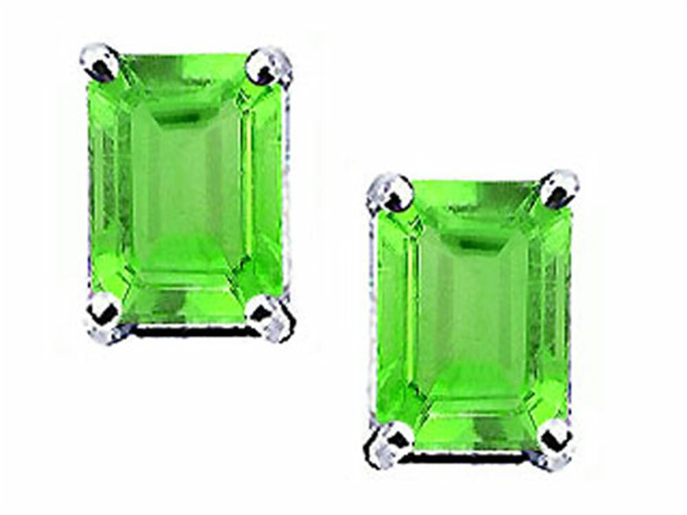 Tommaso Design™ Emerald Cut 8x6mm Genuine Peridot Earrings