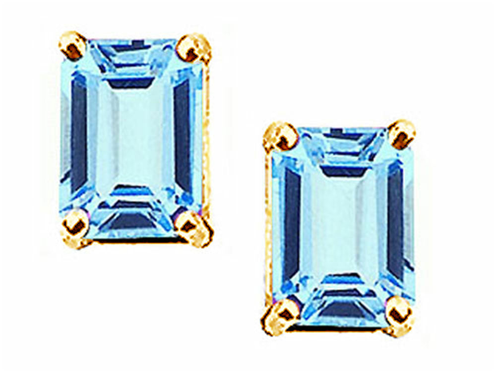 Tommaso Design™ Emerald Cut 8x6mm Genuine Aquamarine Earrings