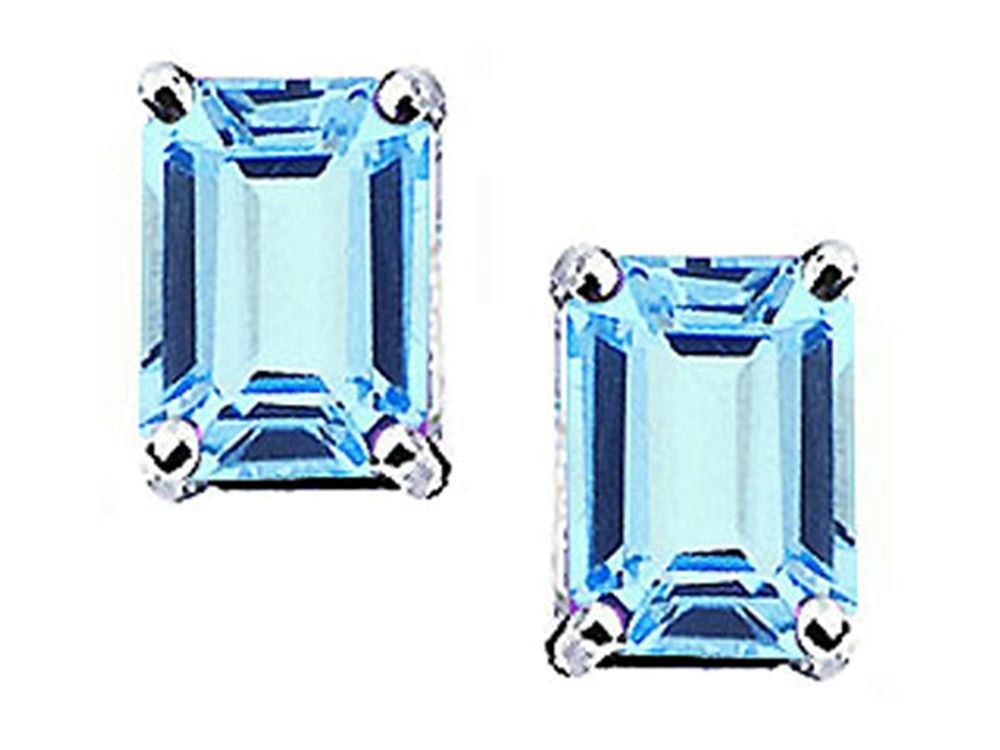 Tommaso Design™ Emerald Cut 8x6mm Genuine Aquamarine Earrings