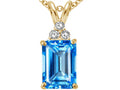 Tommaso Design™ Emerald Cut 8x6mm Genuine Blue Topaz Pendant Necklace