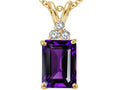 Tommaso Design™ Emerald Cut 8x6mm Genuine Amethyst Pendant Necklace