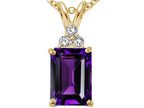 Tommaso Design™ Emerald Cut 8x6mm Genuine Amethyst Pendant Necklace