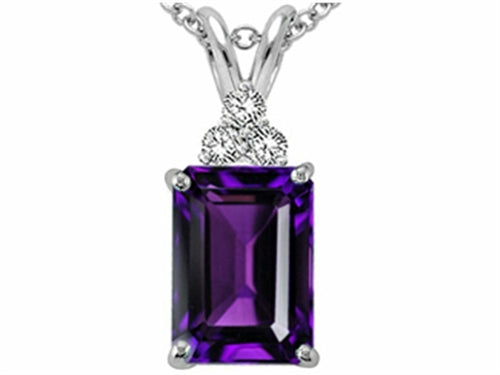 Tommaso Design™ Emerald Cut 8x6mm Genuine Amethyst Pendant Necklace