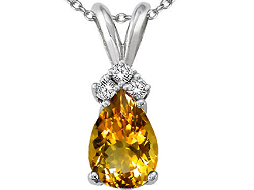 Tommaso Design™ Pear Shape 8x6mm Genuine Citrine Pendant Necklace