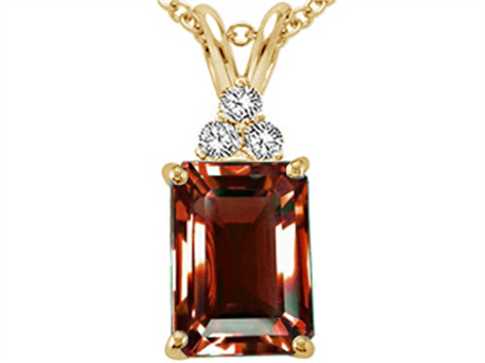 Tommaso Design™ Emerald Cut 8x6mm Genuine Garnet Pendant Necklace