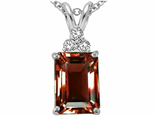 Tommaso Design™ Emerald Cut 8x6mm Genuine Garnet Pendant Necklace