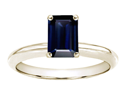 Tommaso Design™ 8x6mm Emerald Cut Genuine Sapphire Solitaire Engagement Ring