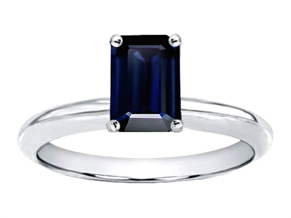 Tommaso Design™ 8x6mm Emerald Cut Genuine Sapphire Solitaire Engagement Ring